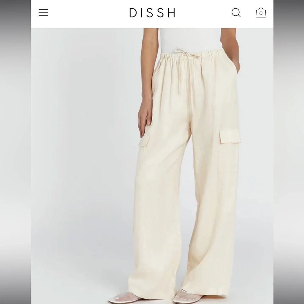 DISSH Cream Wide-Leg Pants - Picture 2 of 11